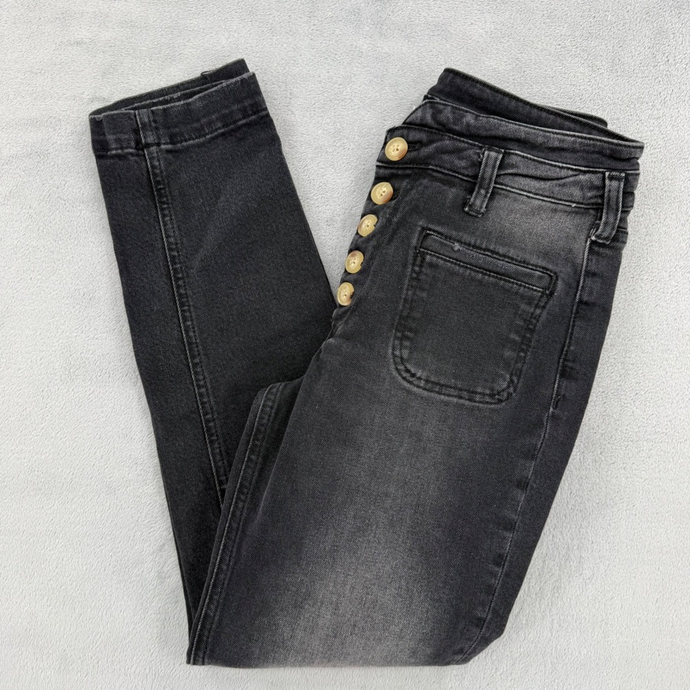 Pilcro and the Letterpress Anthropologie Jeans Womens 25 High Rise Slim Black